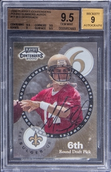 2000 Playoff Contenders Round Numbers Autographs #RN-11 Marc Bulger/Tom Brady Dual Signatures - BGS GEM MINT 9.5/BGS 9 